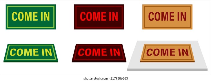 Come In Carpet, Rug, Home Doormat With Come In Text Design Vector Art Illustration
