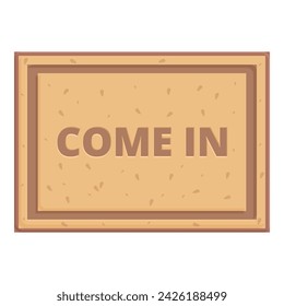 Come in door mat icon cartoon vector. Space welcome. Clean lamp wall