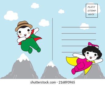 Come Fly Away With Me postcard illustration set