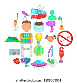 Come icons set. Cartoon set of 25 come vector icons for web isolated on white background