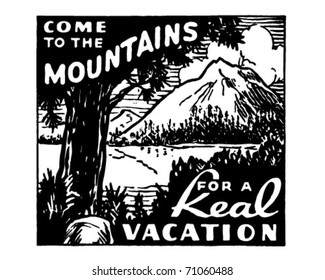 Come To The Mountains - Retro Ad Art Banner