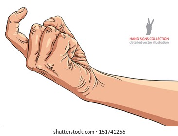 Come on hand sign, detailed vector illustration.