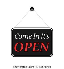 Come in it's Open Door Sign Illustration