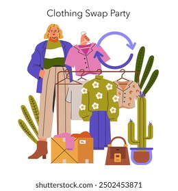 Kommen Sie und nehmen Sie an einer angenehmen Bekleidungs-Swap-Party teil, die aktiv nachhaltige Mode zusammen mit Freunden fördert