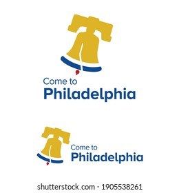 Come to philadelphia icon, liberty bell logo vector isolated 