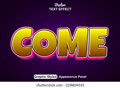 come text effect with graphic style and editable