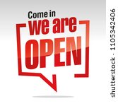 Come in we are open isolated in brackets sticker icon