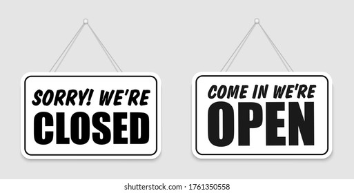 Come Were Open Closed Signboard Rope Stock Vector (Royalty Free) 1423379873