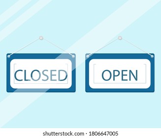 Come in we're open or closed in signboard with a rope on transparent background. Vector