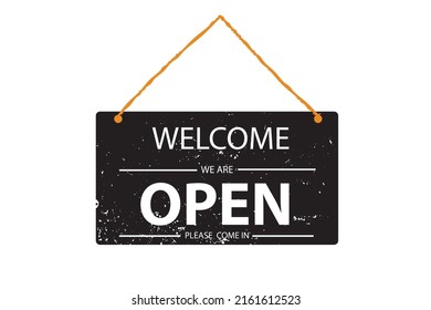 Come in we're open please come in, Vector illustration. 