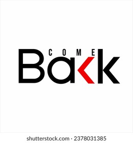 "Comeback" word design with arrows on letters C and K.