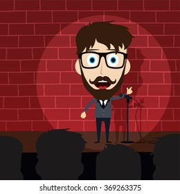 Comedian Doing Stand Up - Cartoon Character