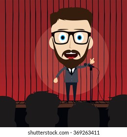 Comedian Doing Stand Up - Cartoon Character