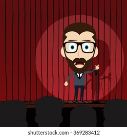 Comedian Doing Stand Cartoon Character Stock Vector (Royalty Free