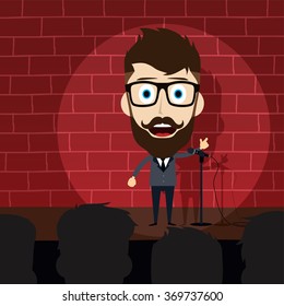 Comedian Doing Stand Up - Cartoon Character