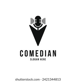 Concepto de diseño de logotipo comediante con micrófono