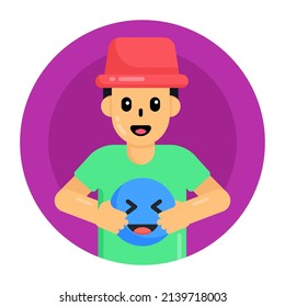 A comedian person in flat round icon 

