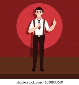 A comedian is playing at a stand up comedy show