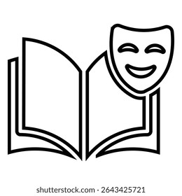 comedy book line icon design. comedy book thin black outline symbol vector illustration. editable stroke icon on transparent background.