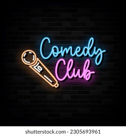 Comedy Club Neon Signs Vector. Design Template Neon Style