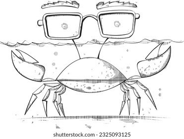 Comedy Crab in glasses underwater