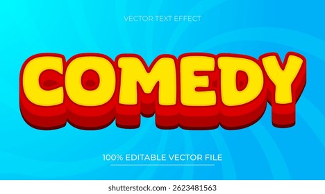 Efeito de texto editável de comédia com cores vermelhas de gradiente
