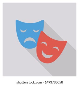 comedy face mask for theater performance flat icon