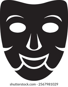 Comedy, Hacker and Theatre mask icon silhouette vector Design