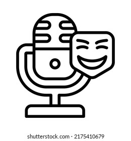 Comedy Icon. Line Art Style Design Isolated On White Background