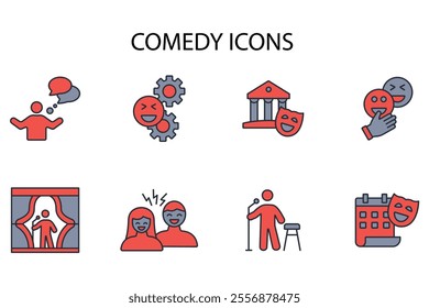 Comedy icon set.vector.Editable stroke.linear style sign for use web design,logo.Symbol illustration.