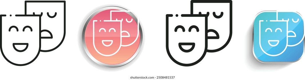 comedy icon. Thin Linear, Regular and Button Style Design Isolated On White Background