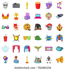 Comedy icons set. Cartoon style of 36 comedy vector icons for web isolated on white background