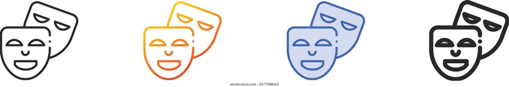 comedy icon.Thin Linear, Gradient, Blue Stroke and bold Style Design Isolated On White Background