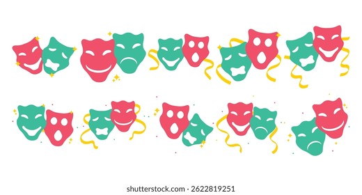 Comedy Mask Element Collection Illustration