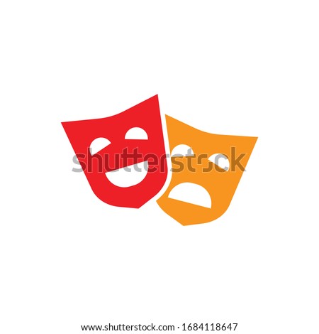 Comedy mask icon design. Drama comedy acting masks or theater play flat vector icon. isolated on white background