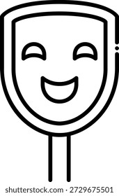 Icono de la máscara de la comedia: Expresión sonriente feliz