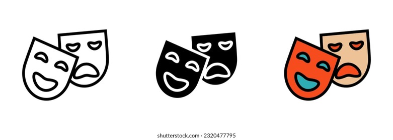 Comedy Mask Icon, an icon representing a comedy mask, often associated with theater, comedy performances, and entertainment.