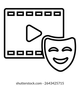 comedy movie line icon design. comedy movie thin black outline symbol vector illustration. editable stroke icon on transparent background.