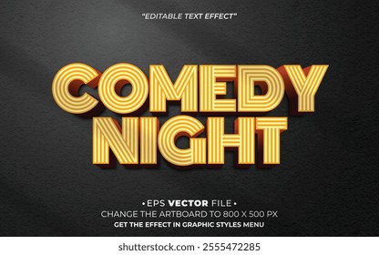 Comedy Night 3d text effect editable effect