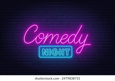 Comedy Night  Sign on brick wall background.