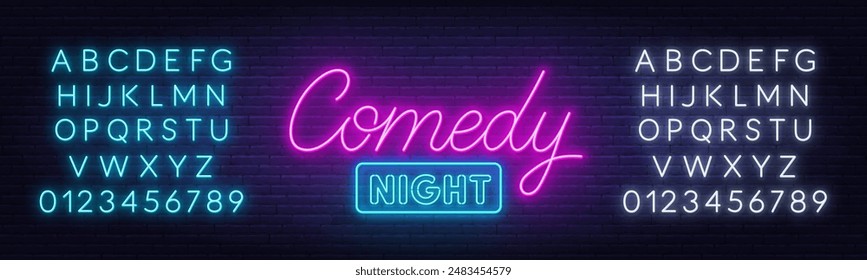 Comedy Night  Sign on brick wall background.