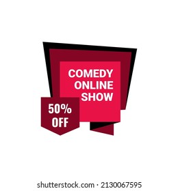 Comedy Online Show, Live Concert Template Emblem. Stand Up At Night Club Symbol, Isolated On White Label For Concert. Comic Entertainment Advertising Element, Vector Illustration