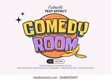 Comedy Room Text Effect Fun Comic Style. Editable Text Effect.