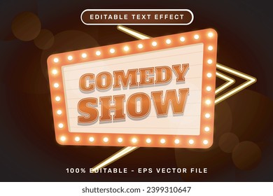 comedy show 3d text effect and editable text effect whit light and neon border