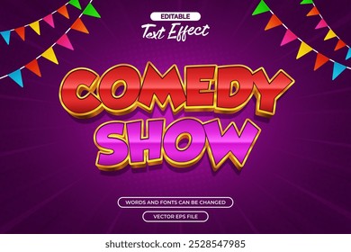 Comedy show editable text effect with purple background