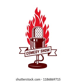 Comedy Show Emblem Template. Design Element For Poster, Flyer, Emblem, Sign. Vector Illustration.