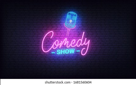 Comedy Show Neon Template Comedy Lettering Stock Vector (Royalty Free ...