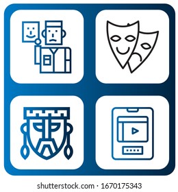 comedy simple icons set. Contains such icons as Actor, Theater, Mask, Entertainment, can be used for web, mobile and logo