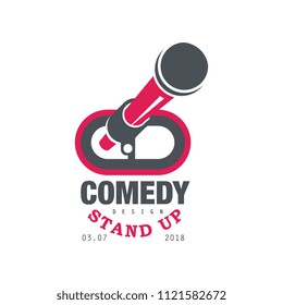 Comedy stand up show emblem with date vector Illustration on a white background