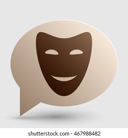 Comedy theatrical masks. Brown gradient icon on bubble with shadow.